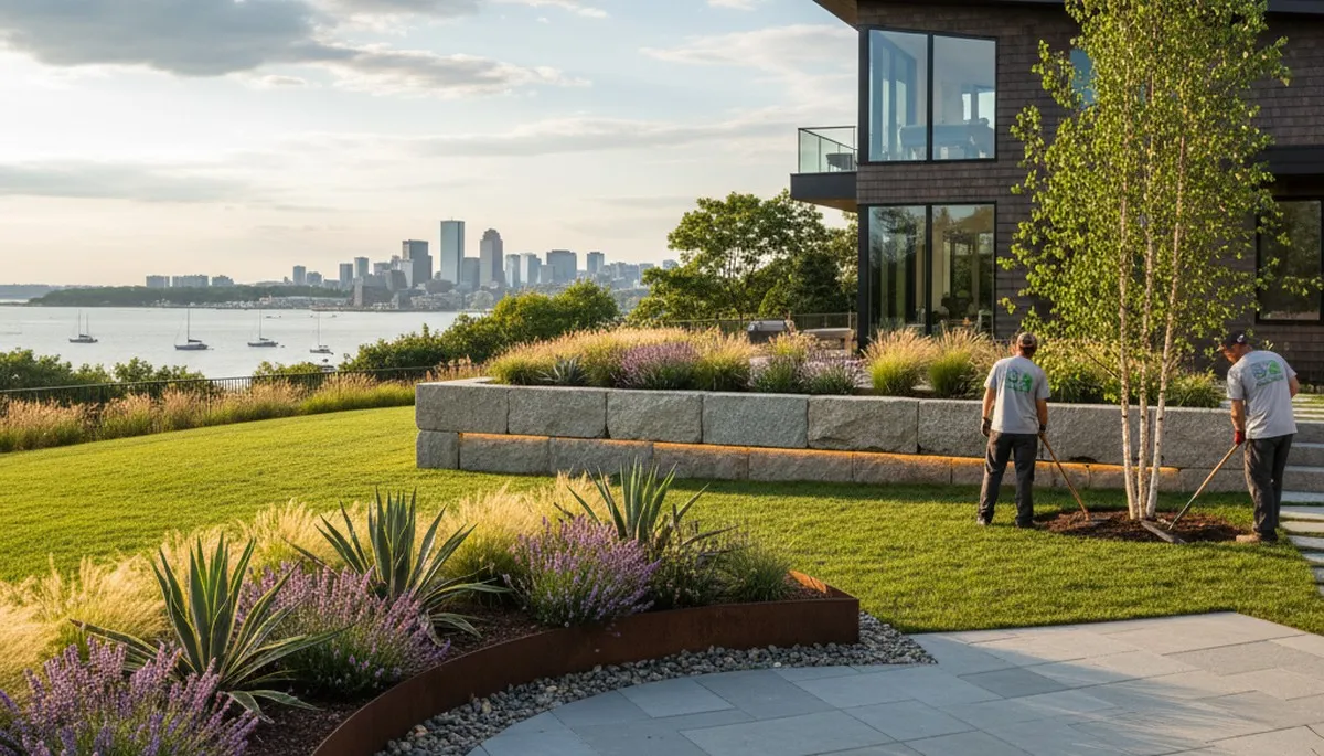 Boston MA landscaping team providing professional lawn care and landscape maintenance services