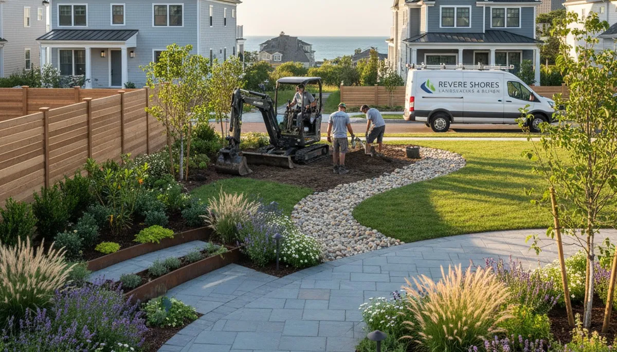 Landscaping team serving Boston, MA with professional lawn care and yard maintenance